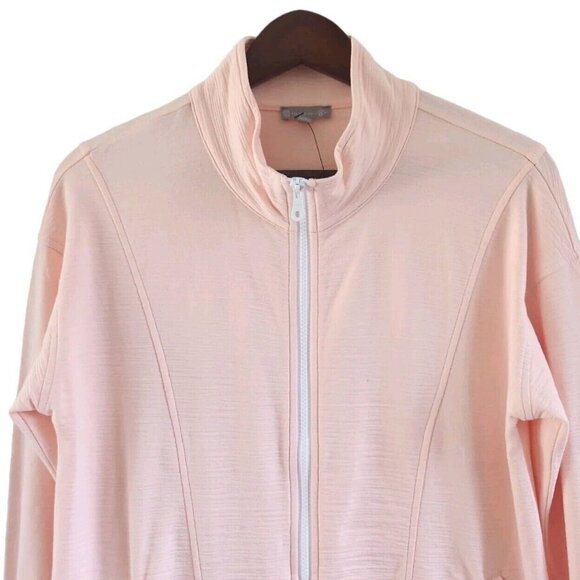T by Talbots Peach Coral Zip Front Athletic Jacket UPF 50+ Women Size Small New - Picture 2 of 5